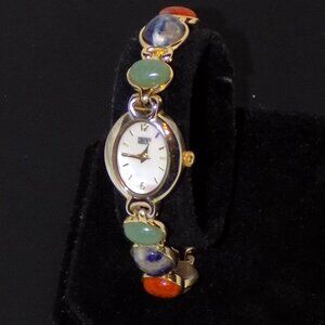 Vintage Gruen II Women's Carved Semi-Precious Stone Scarab Mother-of-Pearl Watch